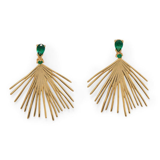 Green and Thriving! Green CZ Wire Fan Post Earrings freeshipping - Higher Class Elegance