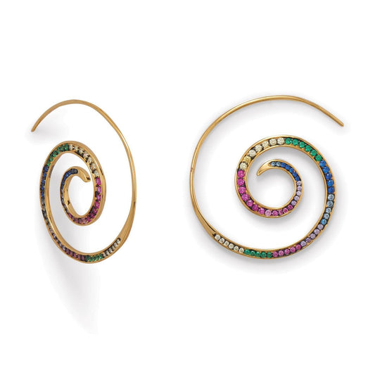 Hypnotic Multi Color CZ Spiral Earrings freeshipping - Higher Class Elegance