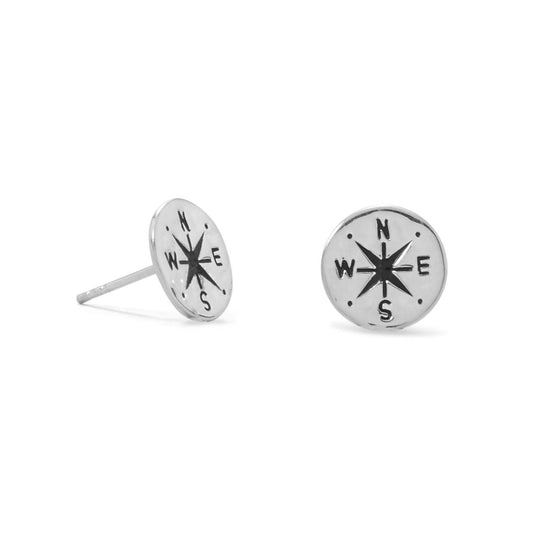 Keep It Moving! Hammered Compass Stud Earrings freeshipping - Higher Class Elegance
