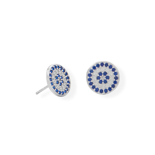 Blue CZ Disc Stud Earrings freeshipping - Higher Class Elegance