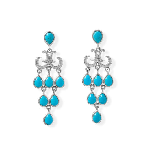Pear Shaped Reconstituted Turquoise Chandelier Earring freeshipping - Higher Class Elegance