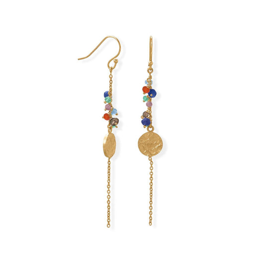 14 Karat Gold Plated Multi Bead and Disk Earring freeshipping - Higher Class Elegance