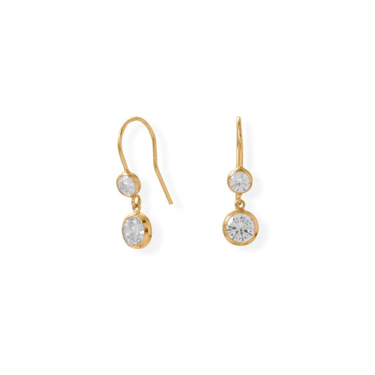 Gold-Filled CZ Drop French Wire Earrings freeshipping - Higher Class Elegance