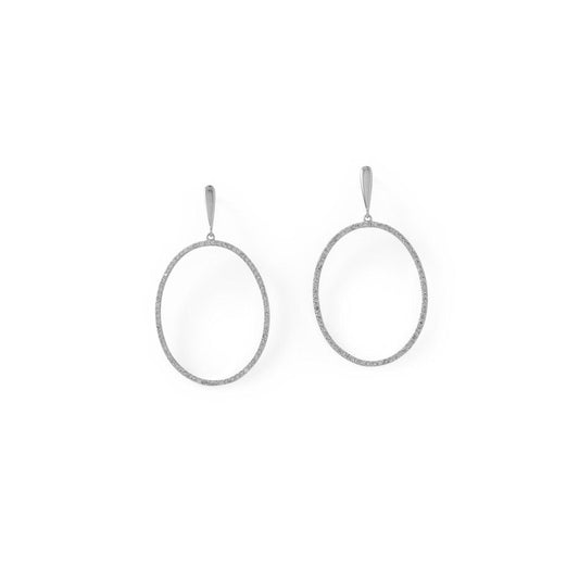 Rhodium Plated CZ Oval Post Earrings freeshipping - Higher Class Elegance