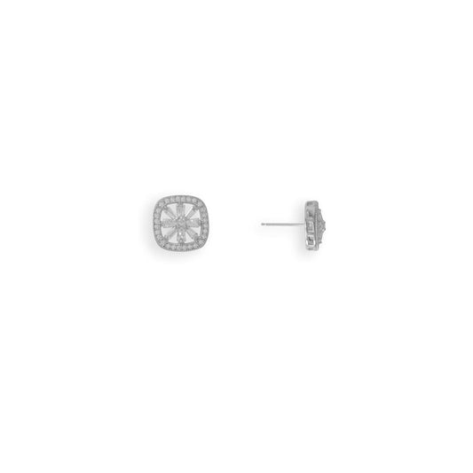 Rhodium Plated Baguette CZ Cushion Shaped Earrings freeshipping - Higher Class Elegance