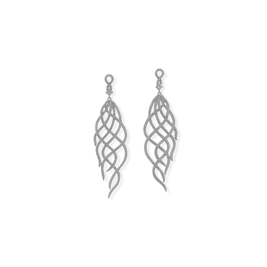 Rhodium Plated CZ Swirl Drop Earrings freeshipping - Higher Class Elegance