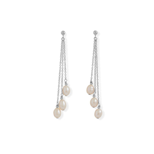 Cultured Freshwater Pearls Chain Drop Earrings freeshipping - Higher Class Elegance