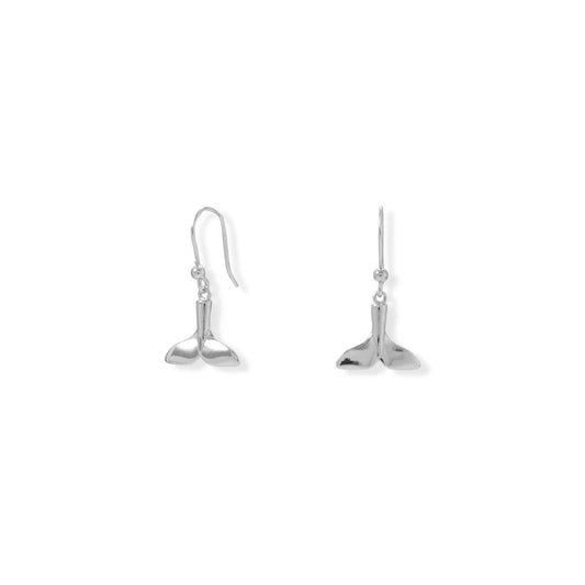 Rhodium Plated Whale Tail French Wire Earrings freeshipping - Higher Class Elegance