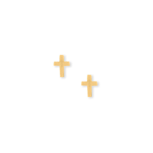 14 Karat Gold Plated Cross Stud Earrings freeshipping - Higher Class Elegance