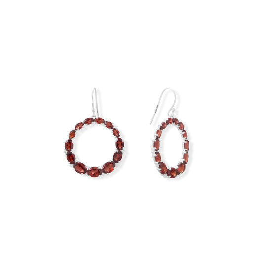 Graduated Garnet Open Circle Earrings freeshipping - Higher Class Elegance