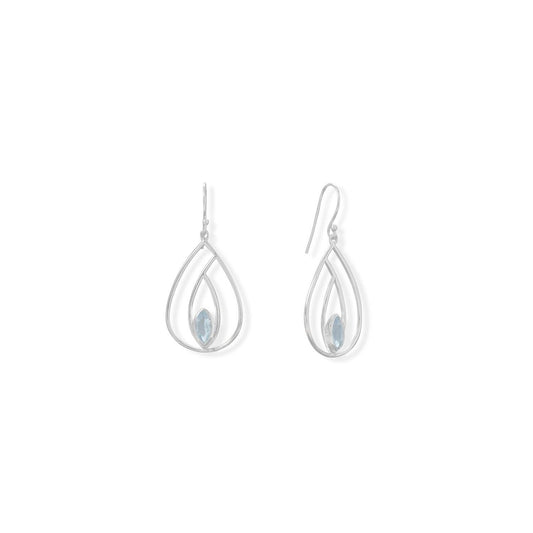 Polished Blue Topaz French Wire Pear Earrings freeshipping - Higher Class Elegance
