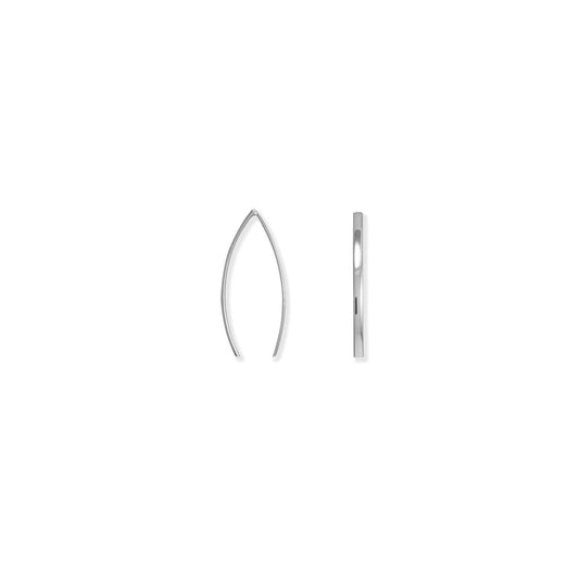 Rhodium Plated Flat Long Wire Earrings freeshipping - Higher Class Elegance