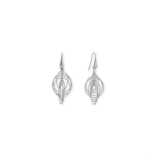 Italian Rhodium Plated 3-D Drop Earrings freeshipping - Higher Class Elegance