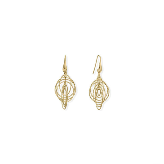 Italian 14 Karat Gold Plated 3-D Drop Earrings freeshipping - Higher Class Elegance