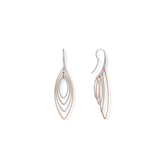 Italian Two Tone Marquise 3-D Earrings freeshipping - Higher Class Elegance