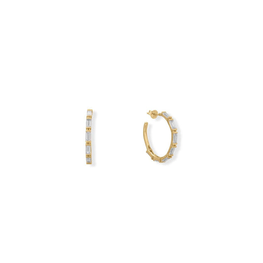 Bodacious Baguettes! White Baguette CZ 3/4 Hoop Earrings freeshipping - Higher Class Elegance