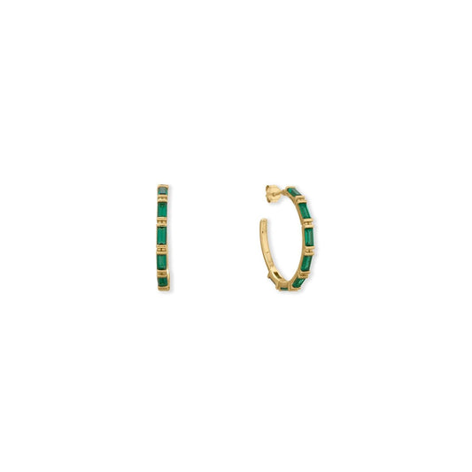 Bodacious Baguettes! Green Baguette CZ 3/4 Hoop Earrings freeshipping - Higher Class Elegance
