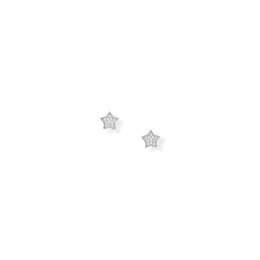 Shine Bright! Rhodium Plated CZ Star Stud Earrings freeshipping - Higher Class Elegance
