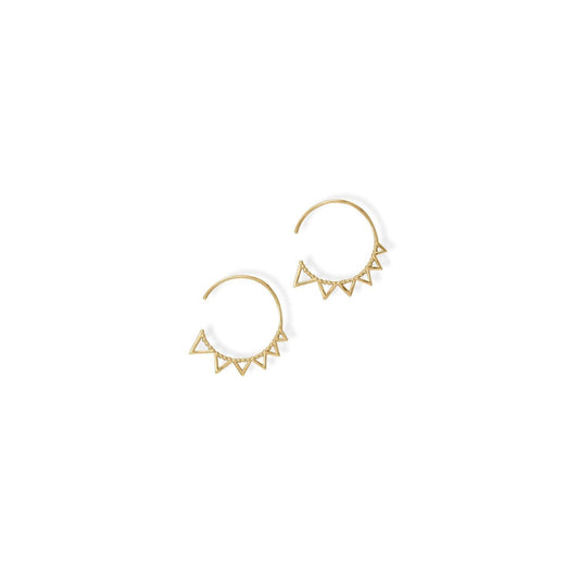 14 Karat Gold Plated Beaded Sun 3/4 Circle Wire Earrings freeshipping - Higher Class Elegance