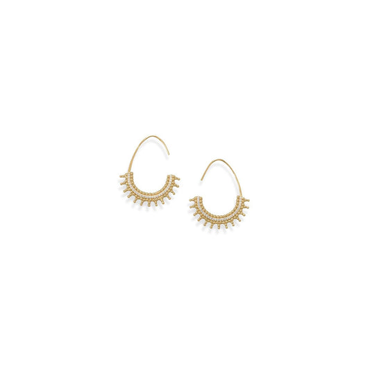 14 Karat Gold Plated Beaded Wire Earrings with CZs freeshipping - Higher Class Elegance