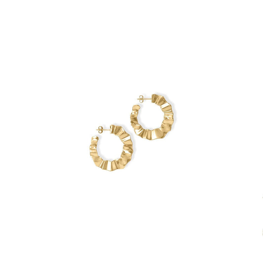 Wonderfully Wavy! 14 Karat Gold Plated Flat Wavy Hoop Earrings freeshipping - Higher Class Elegance