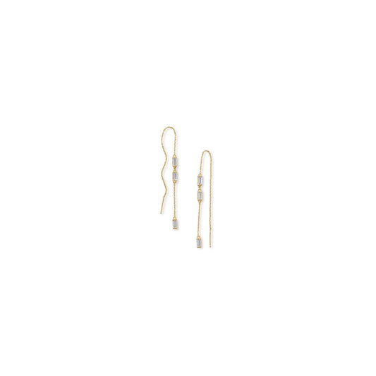 Bodacious Baguettes! White Baguette CZ Threader Earrings freeshipping - Higher Class Elegance