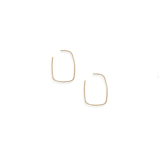 14 Karat Gold Plated Thin Rectangle 3/4 Hoop Earrings freeshipping - Higher Class Elegance