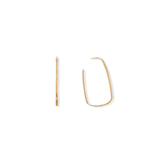 14 Karat Gold Plated Thin Rectangle 3/4 Hoop Earrings freeshipping - Higher Class Elegance