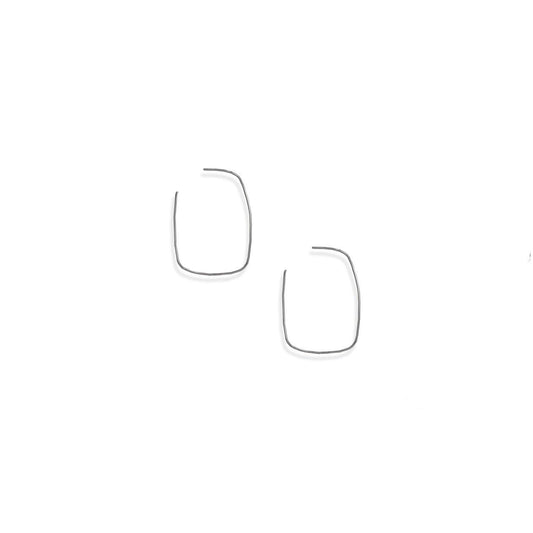 Rhodium Plated Thin Rectangle 3/4 Hoop Earrings freeshipping - Higher Class Elegance