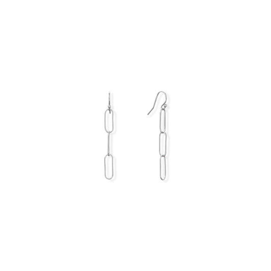 Rhodium Plated Paperclip French Wire Earrings freeshipping - Higher Class Elegance