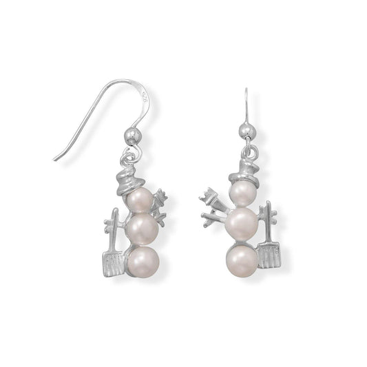 Cultured Freshwater Pearl Snowman Earrings freeshipping - Higher Class Elegance