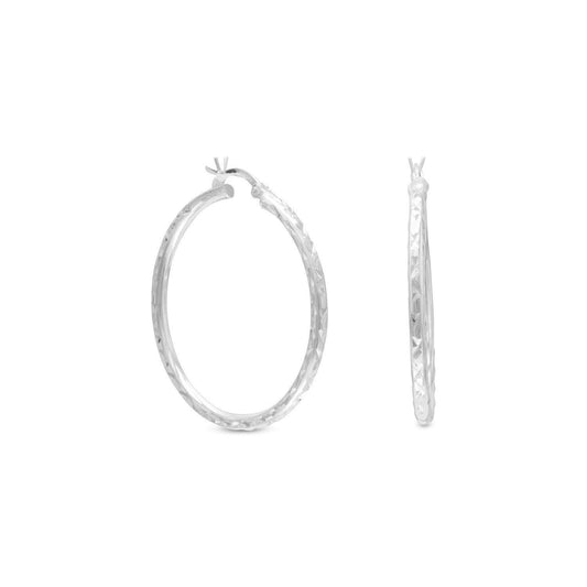 2.5mm x 35mm Diamond Cut Hoop Earrings freeshipping - Higher Class Elegance