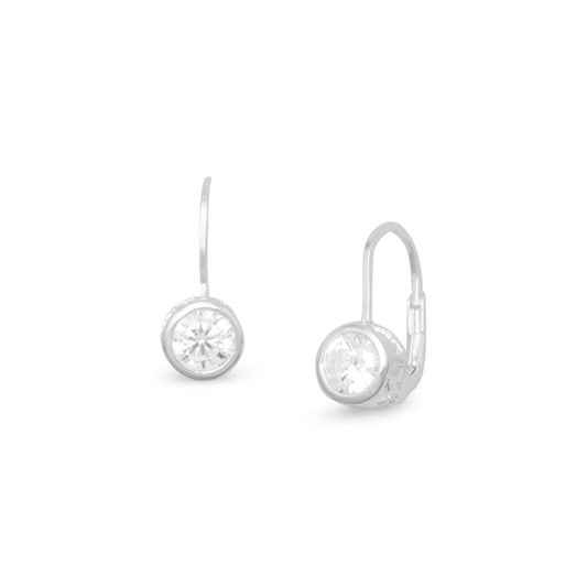 Bezel CZ Lever Earrings freeshipping - Higher Class Elegance