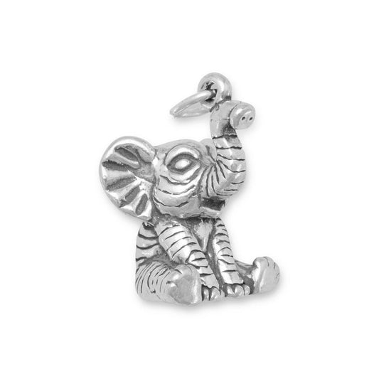 Sitting Baby Elephant Charm freeshipping - Higher Class Elegance