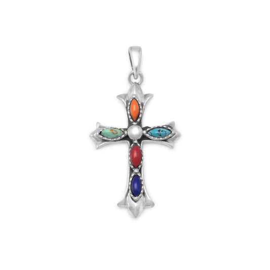 Marquise Multicolor Stone Cross Pendant freeshipping - Higher Class Elegance