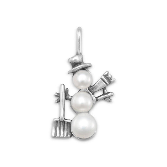 Cultured Freshwater Pearl Snowman Charm freeshipping - Higher Class Elegance