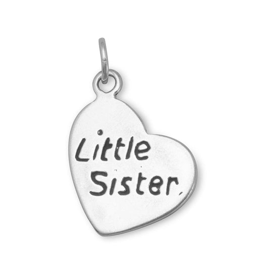 Oxidized "Little Sister" Heart Charm freeshipping - Higher Class Elegance