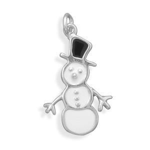 White and Black Enamel Snowman Charm freeshipping - Higher Class Elegance