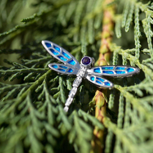 Synthetic Opal and CZ Dragonfly Slide freeshipping - Higher Class Elegance