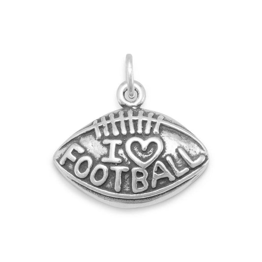 Oxidized "I Love Football" Charm freeshipping - Higher Class Elegance