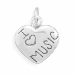 Oxidized "I Love Music" Heart Charm freeshipping - Higher Class Elegance
