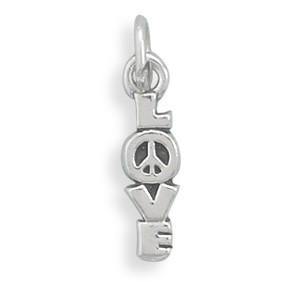 LOVE Charm with Peace Sign freeshipping - Higher Class Elegance