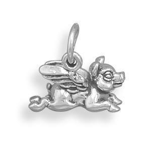 Oxidized Flying Pig Charm freeshipping - Higher Class Elegance