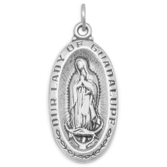 Oxidized "Our Lady of Guadalupe" Medallion Charm freeshipping - Higher Class Elegance