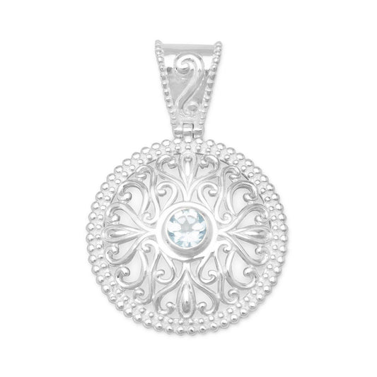 Blue Topaz Pendant with Swirl Cut Out Design freeshipping - Higher Class Elegance