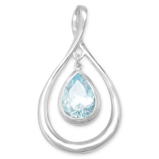 Pear Shape Pendant with Blue Topaz Drop freeshipping - Higher Class Elegance