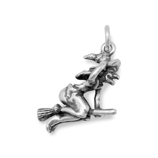 Oxidized Witch on Broom Charm freeshipping - Higher Class Elegance