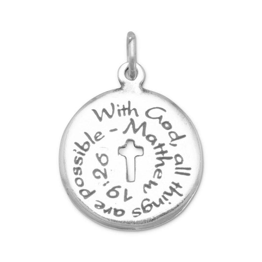 Oxidized Charm with Matthew 19:26 Quote freeshipping - Higher Class Elegance