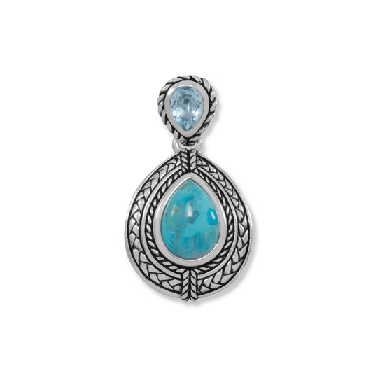 Blue Topaz and Turquoise Pendant freeshipping - Higher Class Elegance