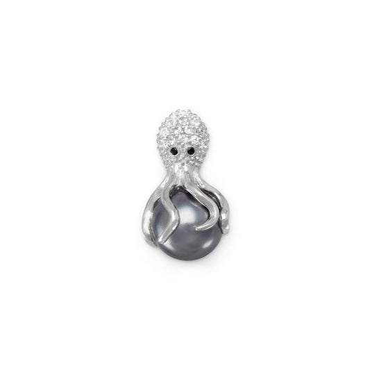 Rhodium Plated CZ and Simulated Pearl Octopus Slide freeshipping - Higher Class Elegance